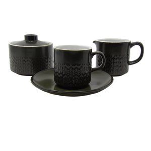 Vintage Coffee Set Flint Stone Pottery Japan Service for 8 with Creamer & Sugar